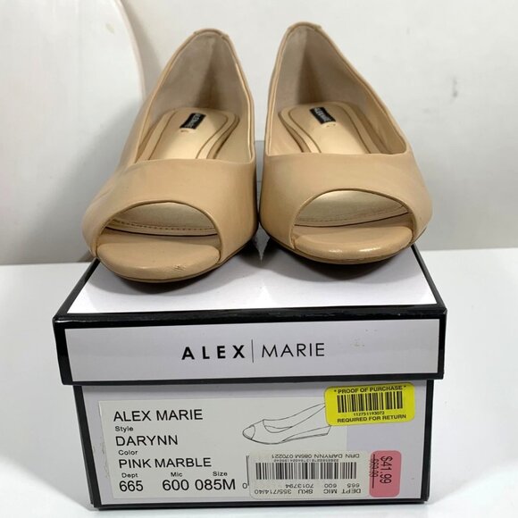 Alex Marie Darynn Women's Beige Leather Open Toe Dress Shoes SZ 8.5M w/ Box - Picture 2 of 7
